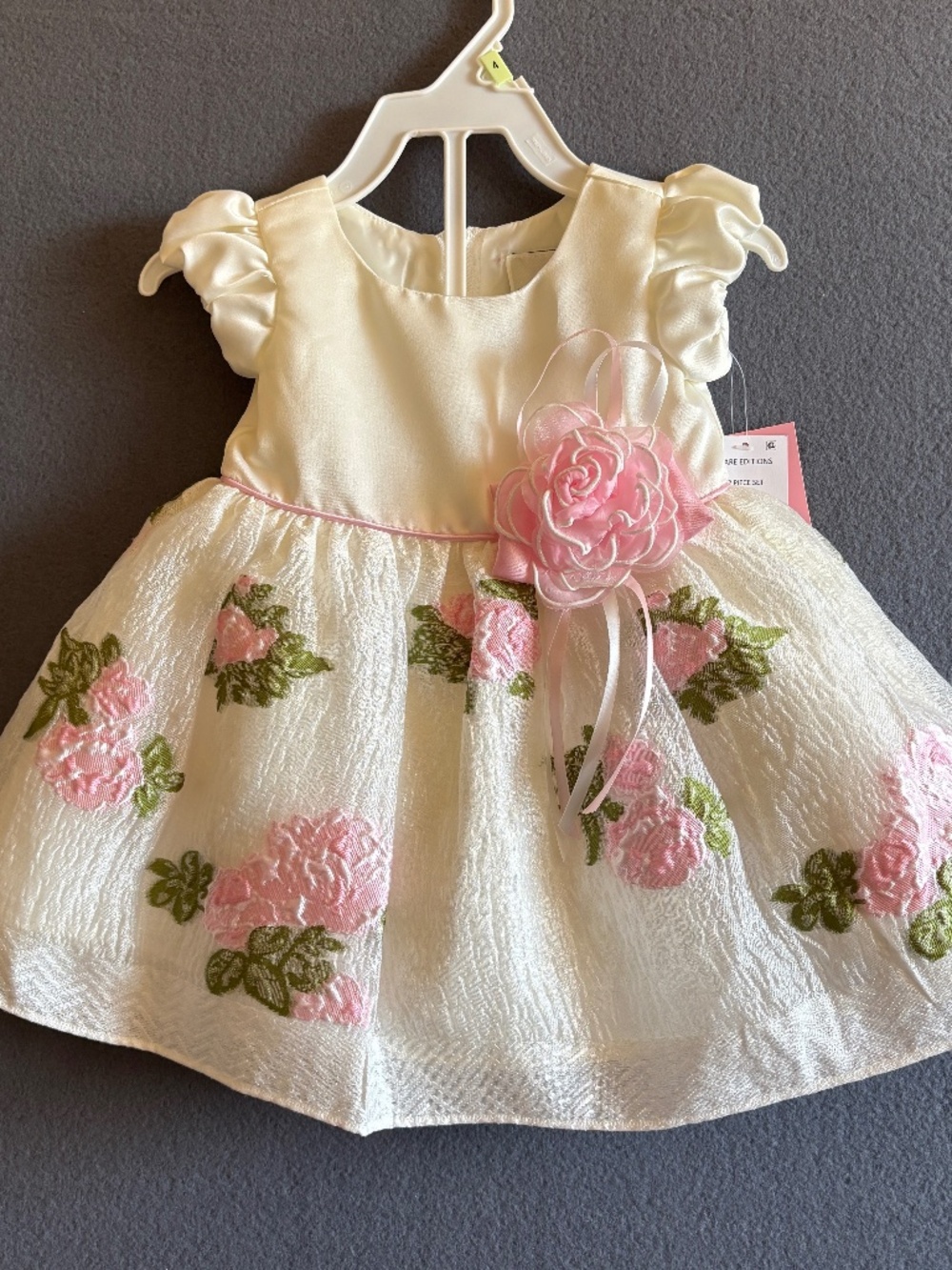 Rare Editions Infant Girl's Short Sleeve Floral Dress Easter Size 3-6 Months